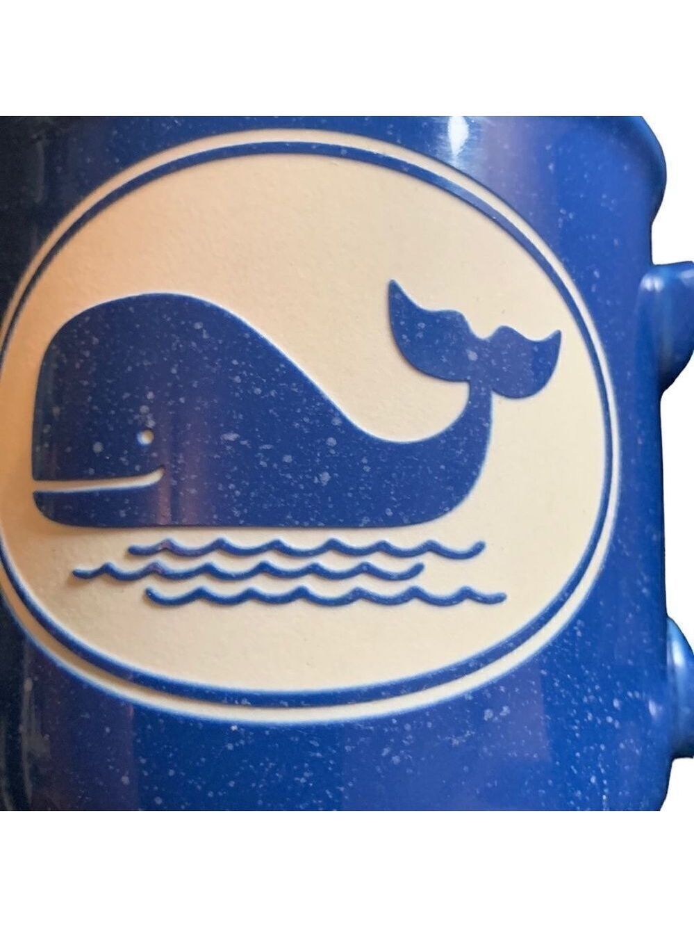 Cape Shore Mug Hand-Crafted Stoneware Blue & White Speckled Whale Stamped 12 oz. - Picture 3 of 6